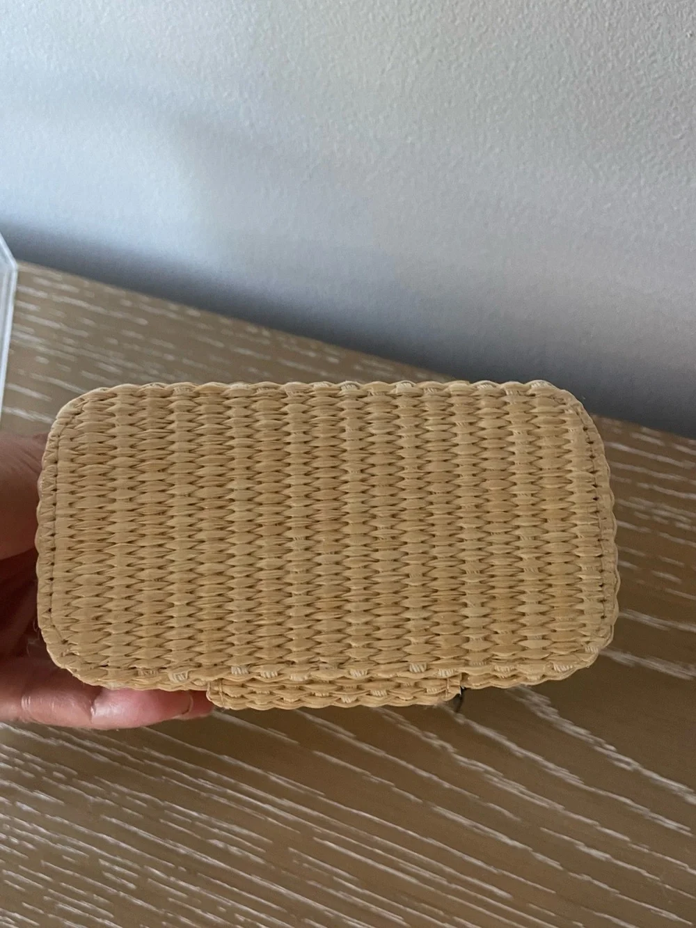 CHANEL Beauté Natural Straw Cosmetic Case with Black Trim